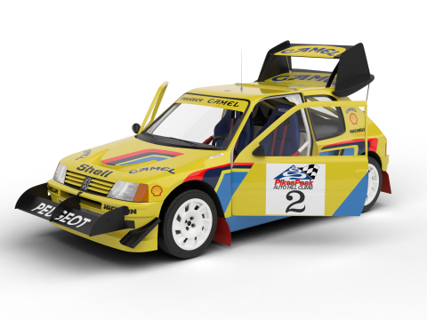 Peugeot 205 T16 Turbo Pikes Peak 1987 HQ 3D Model