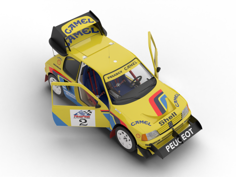 Peugeot 205 T16 Turbo Pikes Peak 1987 HQ 3D 模型