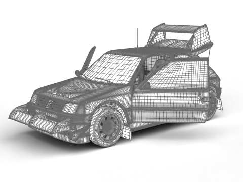 Peugeot 205 T16 Turbo Pikes Peak 1987 HQ 3D 模型