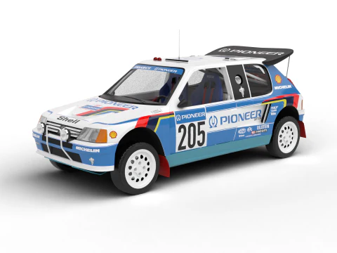 Peugeot 205 T16 Grand Raid Parigi Dakar 1988 Modello 3D