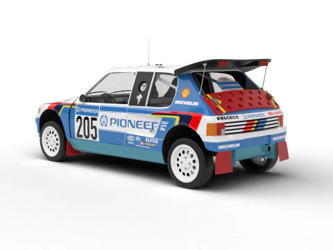 Peugeot 205 T16 Grand Raid Paris Dakar 1988 3D Model