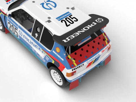 Peugeot 205 T16 Grand Raid Paris Dakar 1988 3D Model