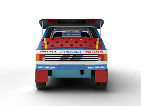 Peugeot 205 T16 Grand Raid Paris Dakar 1988 Model 3D