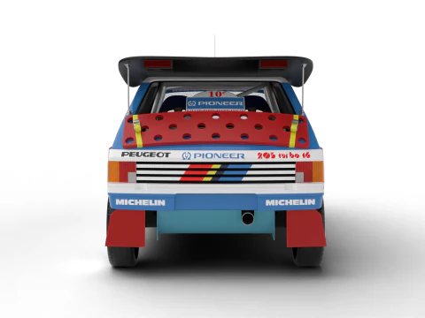 Peugeot 205 T16 Grand Raid Paris Dakar 1988 3D Model
