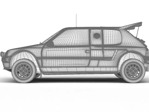 Peugeot 205 T16 Grand Raid Paris Dakar 1988 3D Model