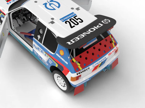 Peugeot 205 T16 Grand Raid Parigi Dakar 1988 HQ Modello 3D