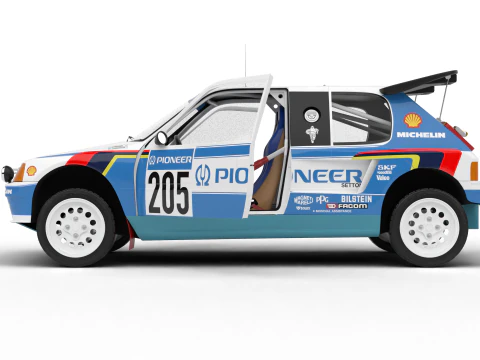 Peugeot 205 T16 Grand Raid Parigi Dakar 1988 HQ Modello 3D