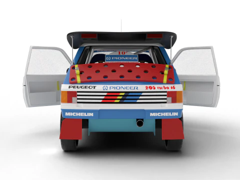 Peugeot 205 T16 Grand Raid Parigi Dakar 1988 HQ Modello 3D