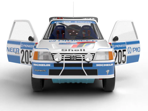 Peugeot 205 T16 Grand Raid Parigi Dakar 1988 HQ Modello 3D