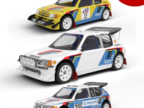 Pack Peugeot 205 T16 Rally HQ interior 3D Model