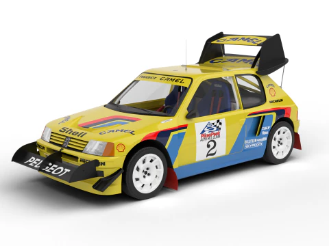 Pack Peugeot 205 T16 Rally HQ interior 3D Model