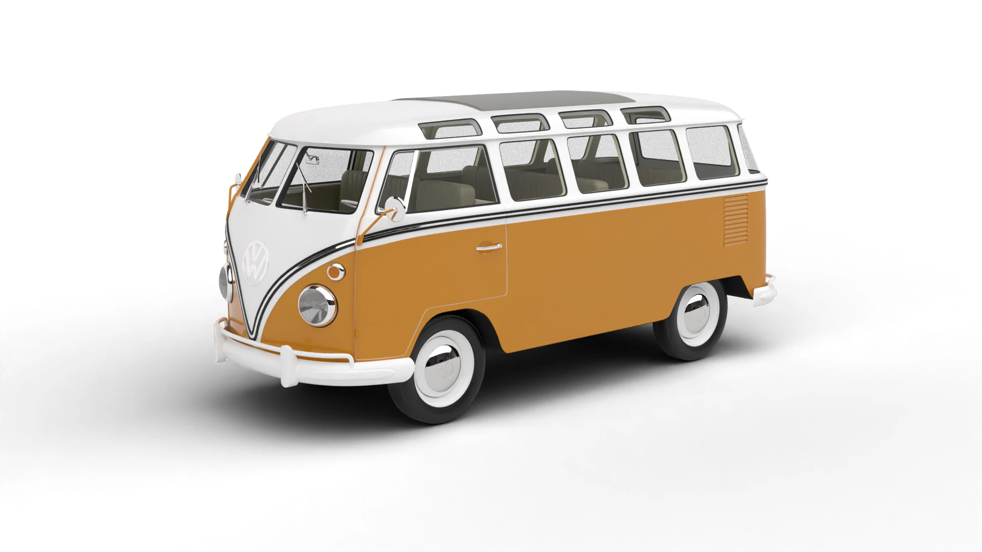 Volkswagen T1 Samba Bus 1950 3D Model .c4d .max .obj .3ds .fbx .stl .blend 