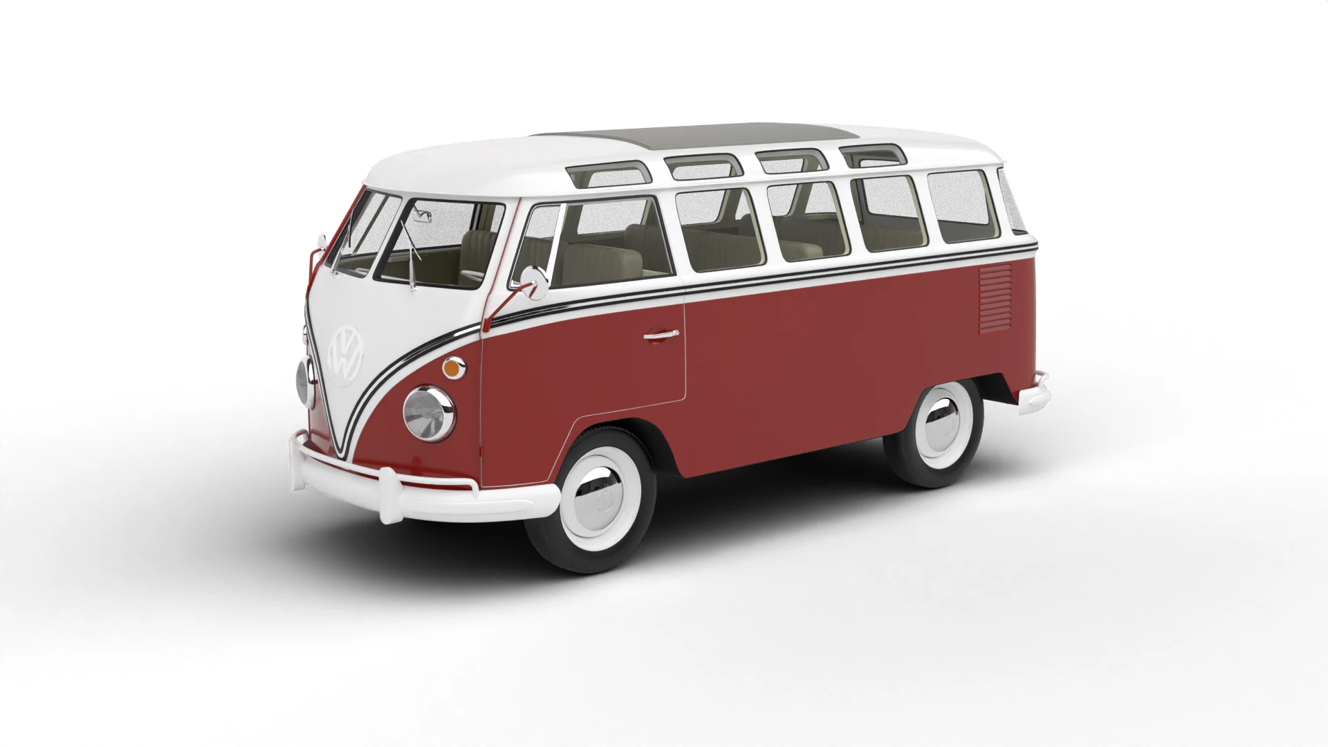 Autobus Volkswagen T1 Samba 1950 rok Model 3D .c4d .max .obj .3ds .fbx .stl .blend 