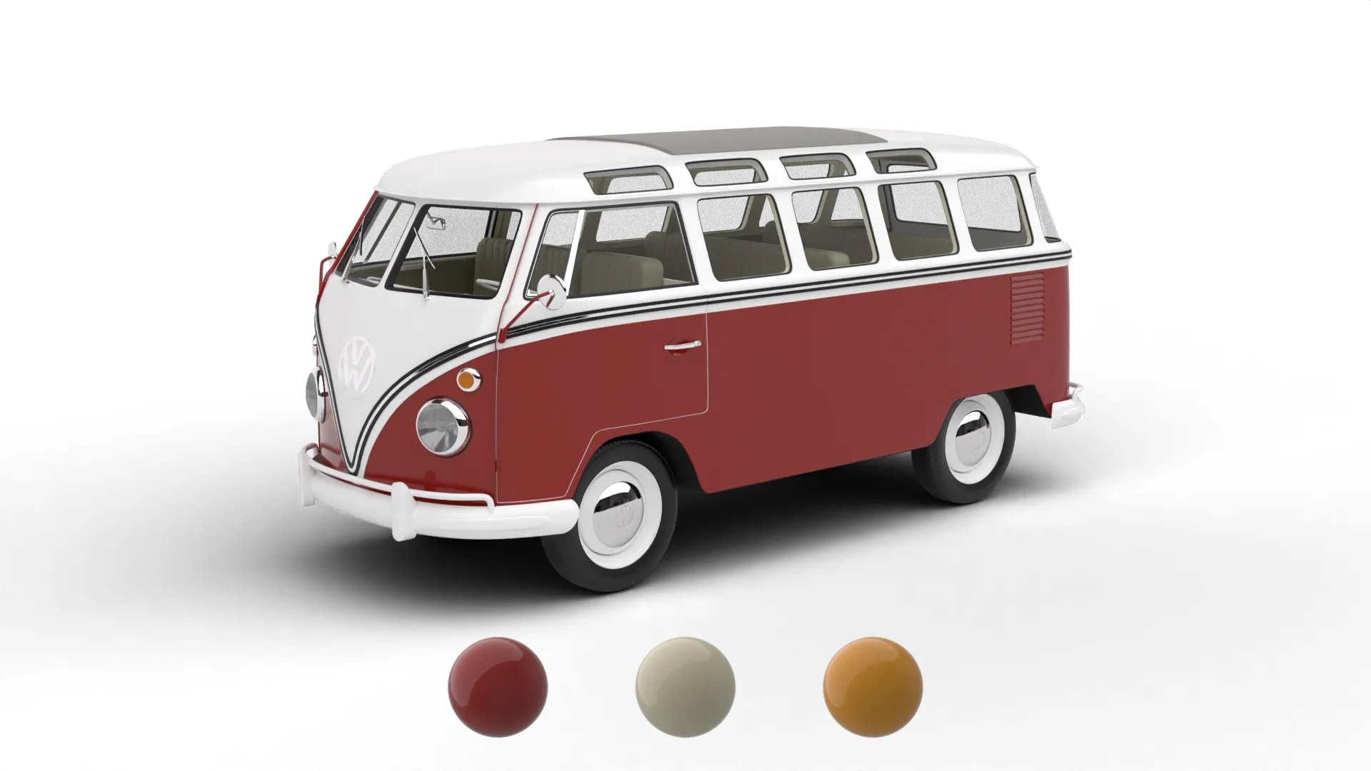 Volkswagen T1 Samba Bus 1950 Modelo 3D .c4d .max .obj .3ds .fbx .stl .blend
