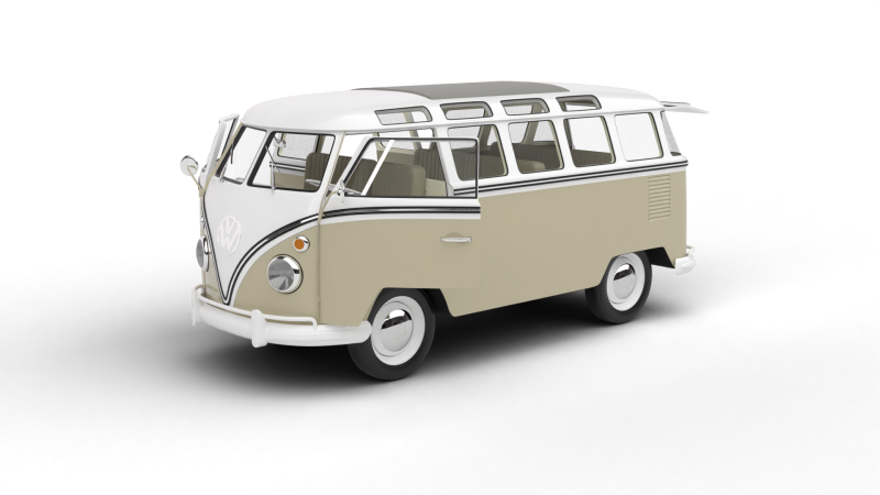 Volkswagen T1 Samba Bus 1950 HQ Modelo 3D .c4d .max .obj .3ds .fbx .stl .blend