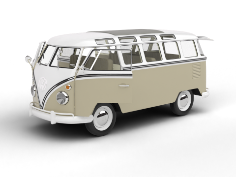 Volkswagen T1 Samba Bus 1950 HQ 3D Модель
