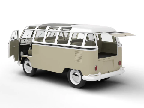 Volkswagen T1 Samba Bus 1950 HQ 3D Model