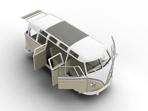 Volkswagen T1 Samba Bus 1950 HQ Modelo 3D