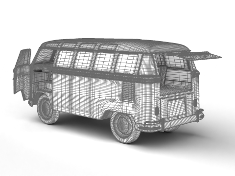 Volkswagen T1 Samba Bus 1950 HQ Modelo 3D