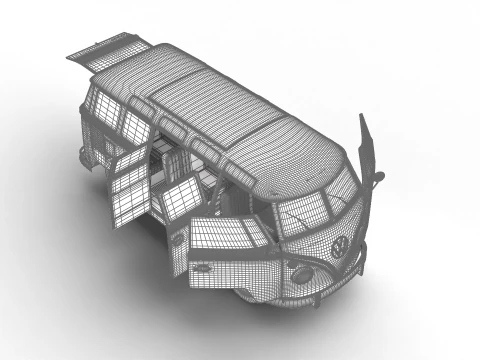 Volkswagen T1 Samba Bus 1950 HQ 3D Model