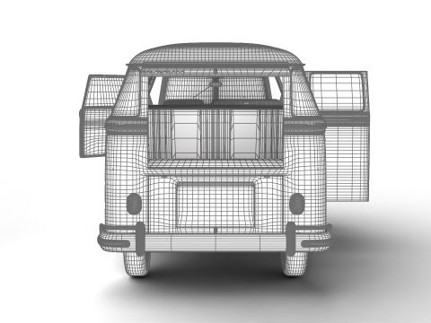 Volkswagen T1 Samba Bus 1950 HQ Modelo 3D