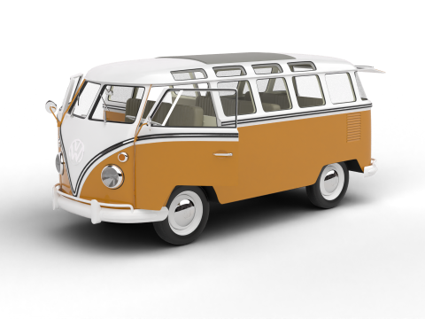 Volkswagen T1 Samba Bus 1950 HQ 3D Модель