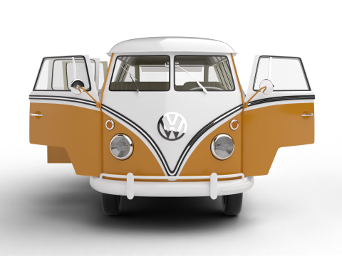 Volkswagen T1 Samba Bus 1950 HQ Modelo 3D