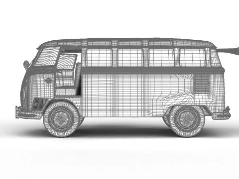 Volkswagen T1 Samba Bus 1950 HQ 3D Model