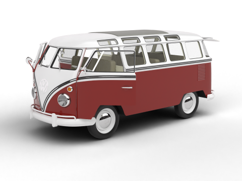 Volkswagen T1 Samba Bus 1950 HQ 3D Модель