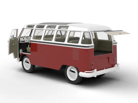 Volkswagen T1 Samba Bus 1950 HQ 3D Model