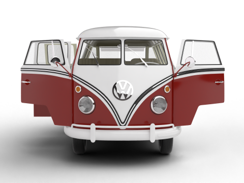 Volkswagen T1 Samba Bus 1950 HQ 3D Модель