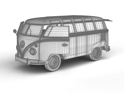 Volkswagen T1 Samba Bus 1950 HQ 3D Model