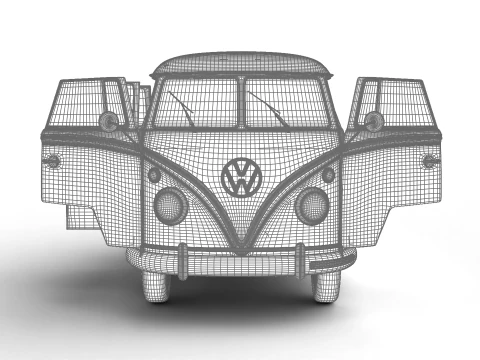 Volkswagen T1 Samba Bus 1950 HQ 3D Model