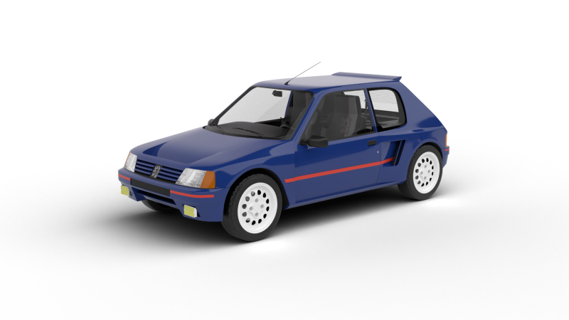 Peugeot 205 Turbo 16 1984 Modelo 3D .c4d .max .obj .3ds .fbx .stl .blend