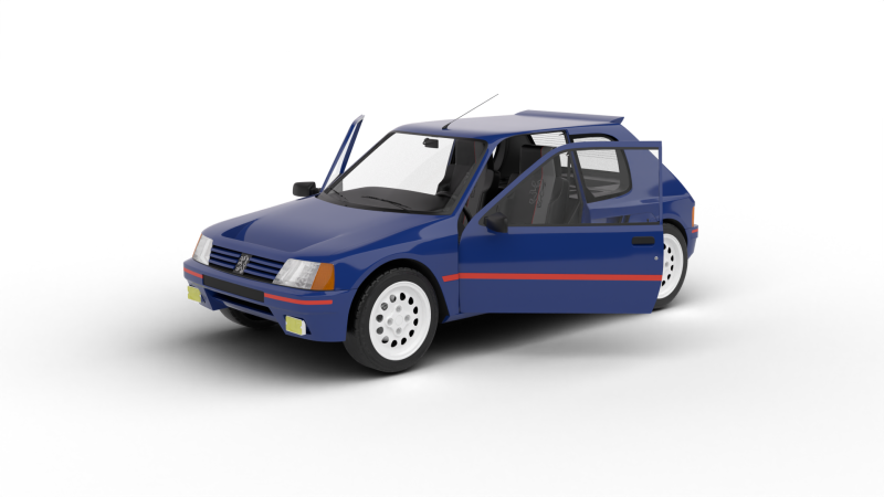 Peugeot 205 Turbo 16 1984 HQ 3D Модель .c4d .max .obj .3ds .fbx .stl .blend
