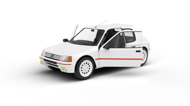 Peugeot 205 Turbo 16 1984 HQ 3D Модель .c4d .max .obj .3ds .fbx .stl .blend