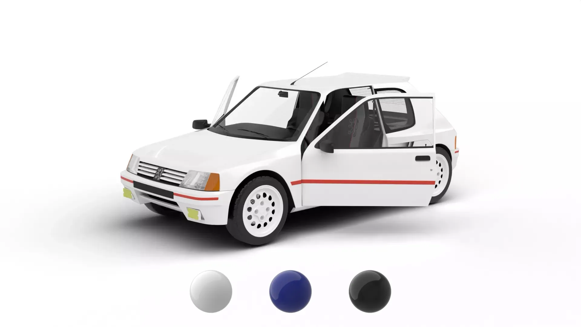 Peugeot 205 Turbo 16 1984 HQ 3D Model .c4d .max .obj .3ds .fbx .stl .blend