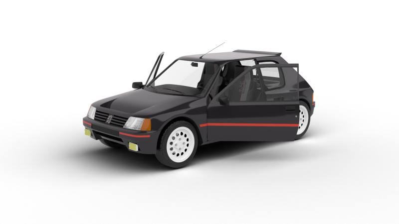 Peugeot 205 Turbo 16 1984 HQ Model 3D .c4d .max .obj .3ds .fbx .stl .blend