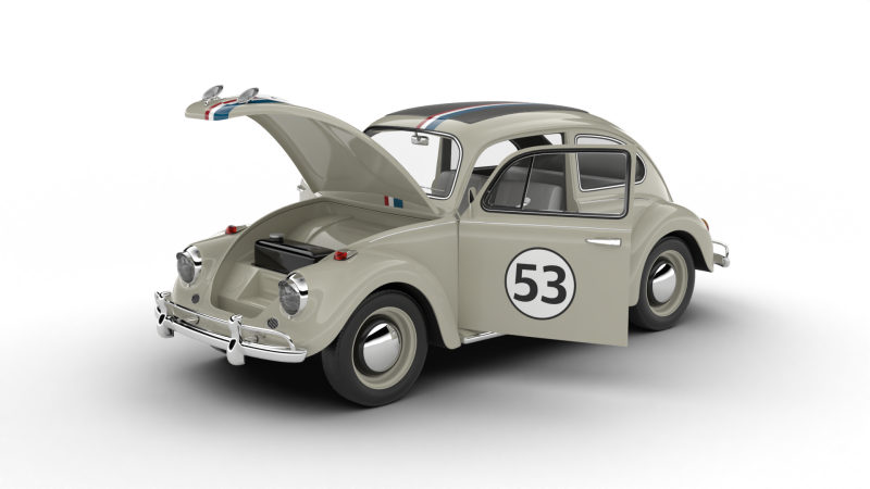 Volkswagen Beetle Herbie 1963 HQ 3D Model .c4d .max .obj .3ds .fbx .stl .blend