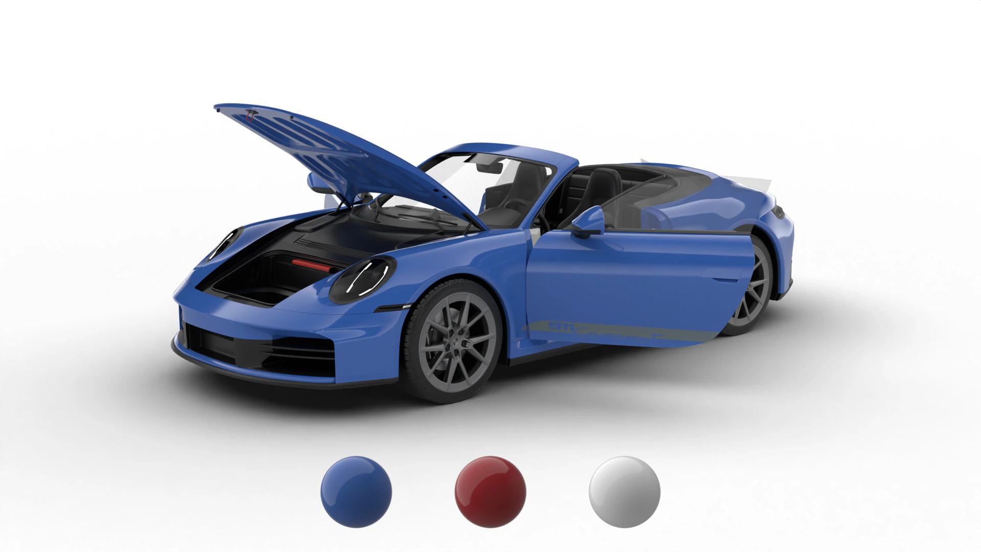 Porsche 911 Carrera T Cabrio 2025 HQ 3D Model .c4d .max .obj .3ds .fbx .stl .blend 