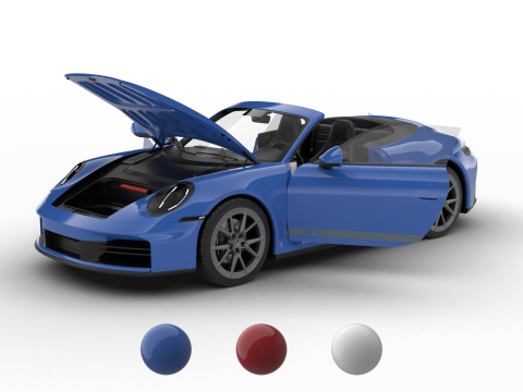 Porsche 911 Carrera T Cabrio 2025 HQ 3Dモデル