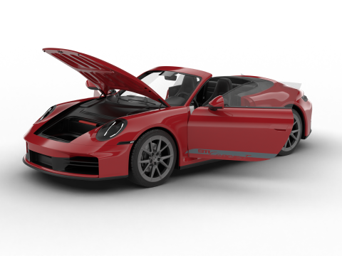 Porsche 911 Carrera T Cabrio 2025 HQ 3Dモデル