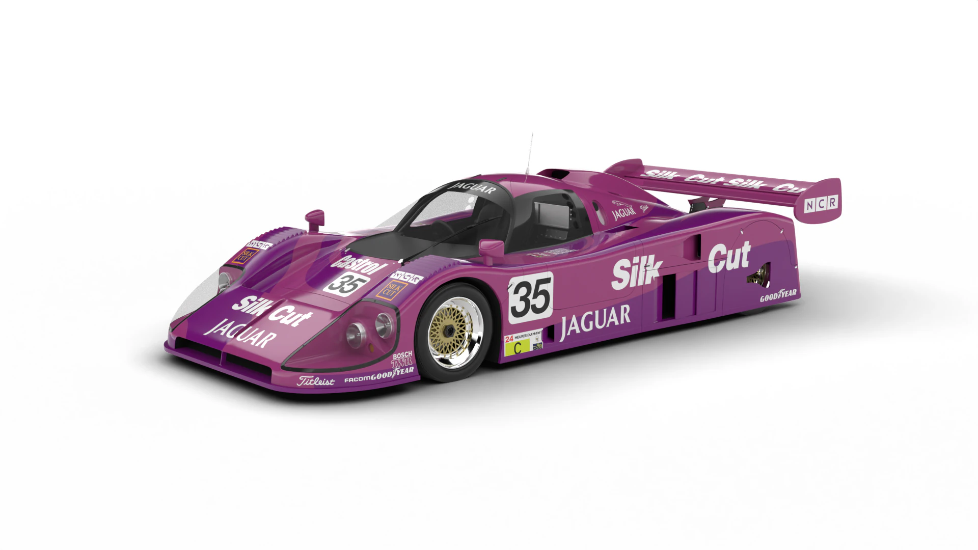 Jaguar XJR-9LM Le Mans Silk Cut Racing 1988 HQ 3D Model .c4d .max .obj .3ds .fbx .stl .blend 