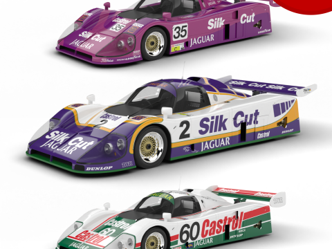 Pack Jaguar XJR-9 Racing 1988 HQ interior Modèle 3D