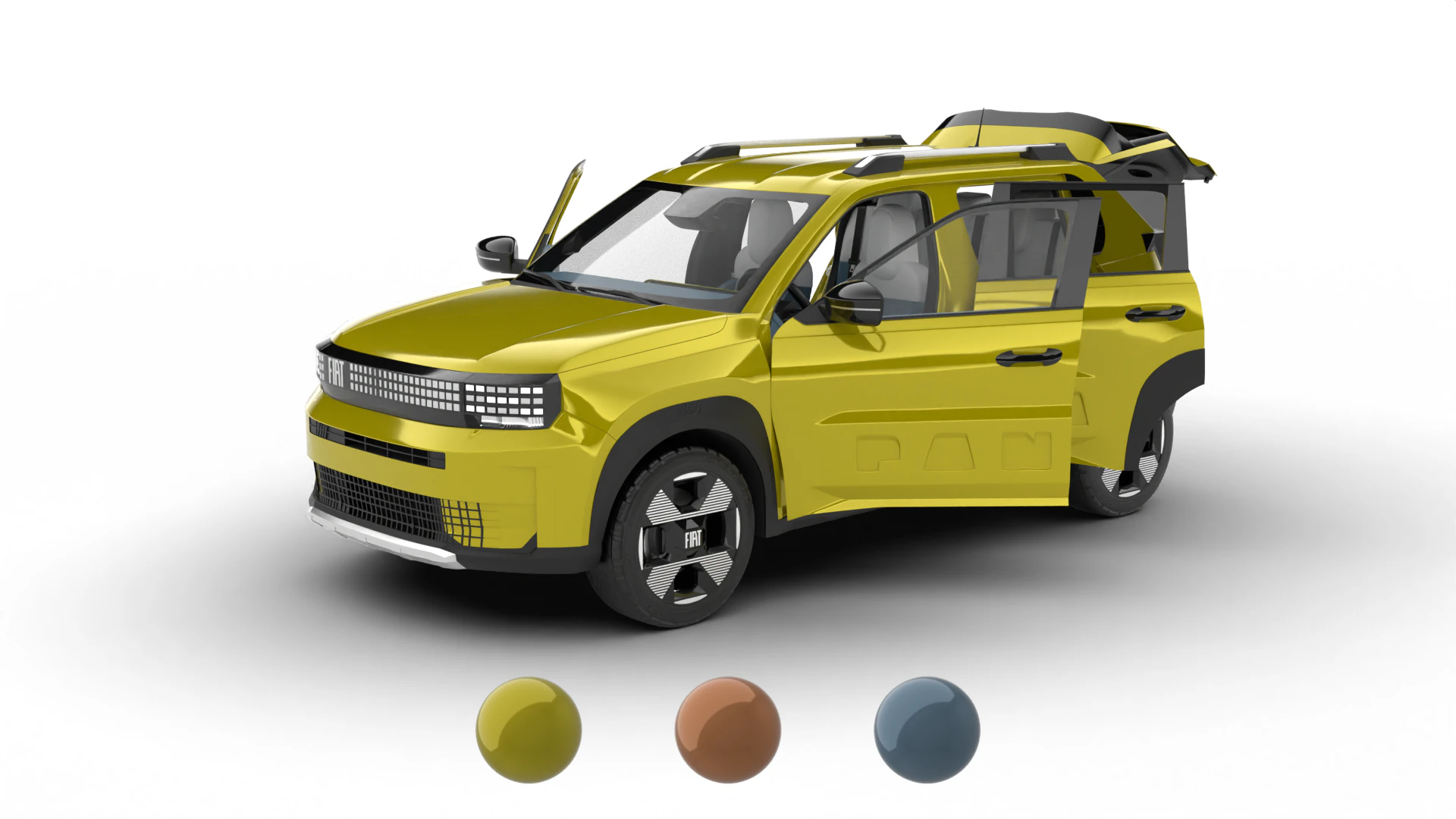Fiat Grande Panda Hybrid 2025 HQ 3D Model .c4d .max .obj .3ds .fbx .stl .blend 