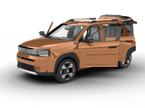 Fiat Grande Panda Hybrid 2025 HQ 3D 모델