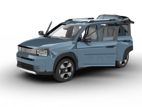 Fiat Grande Panda Hybrid 2025 HQ 3D 모델