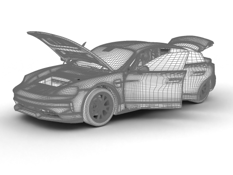 Porsche Taycan 4 2025 HQ 3D मॉडल