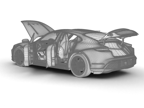 Porsche Taycan GTS 2025 HQ 3D Модель