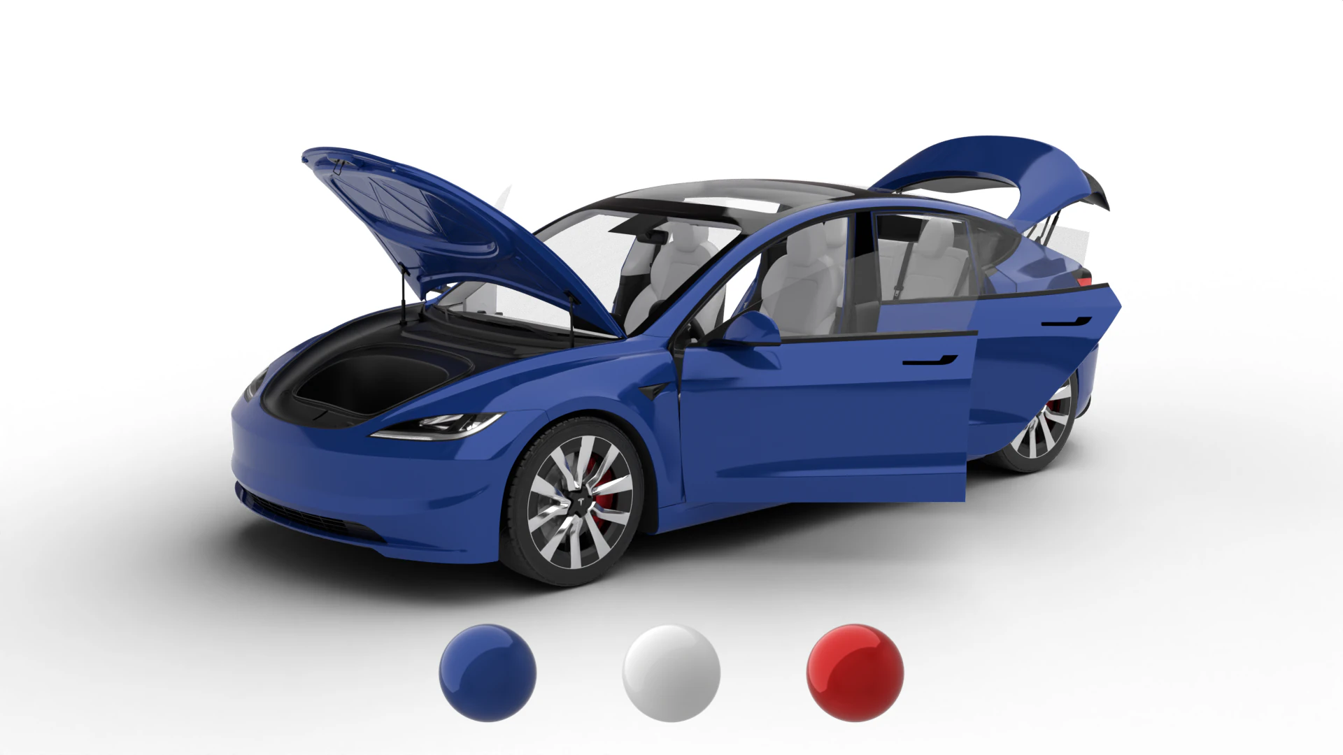 Tesla Model 3 Plus 2026 HQ 3D Model .c4d .max .obj .3ds .fbx .stl .blend 